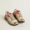 Dad-Star voor heren van mesh en goudkleurig leer met witte leren ster