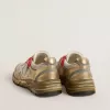 Dad-Star voor heren van mesh en goudkleurig leer met witte leren ster