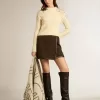 Dames cropped sweater in verwassen wit met decoratieve kristallen
