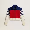 Dames cropped sweatshirt van wol met veelkleurige strepen