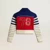 Dames cropped sweatshirt van wol met veelkleurige strepen