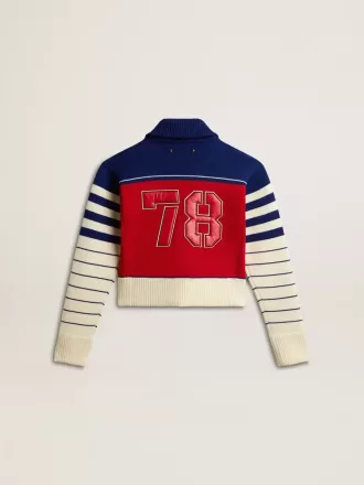 Dames cropped sweatshirt van wol met veelkleurige strepen