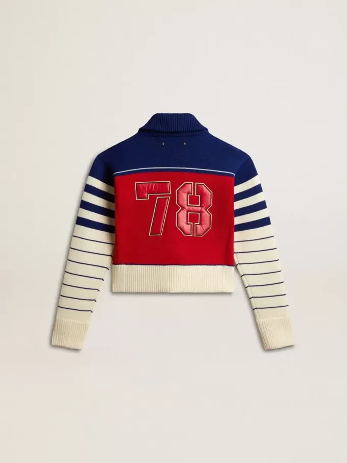 Dames cropped sweatshirt van wol met veelkleurige strepen
