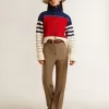 Dames cropped sweatshirt van wol met veelkleurige strepen