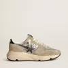 Dames Running Sole in zilver glitter en duifgrijs suède