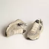 Dames Running Sole in zilver glitter en duifgrijs suède
