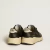 Dames Running Sole in zwart glitter met leren ster en nubuck hielstuk