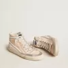 Dames Slide LTD in roze nappaleer met witte ster en Swarovski-inzetstukken
