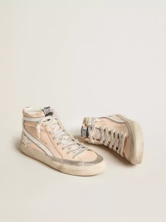 Dames Slide LTD in roze nappaleer met witte ster en Swarovski-inzetstukken