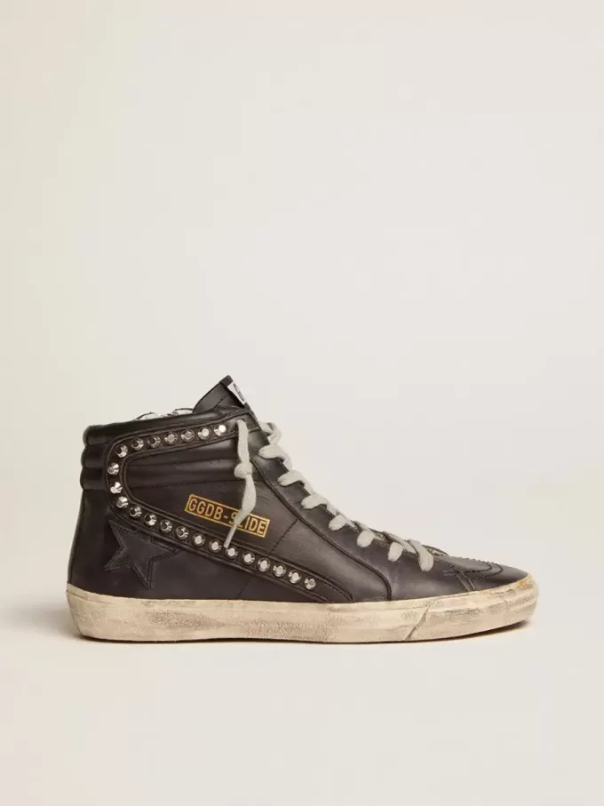 Dames Slide zwart met studs