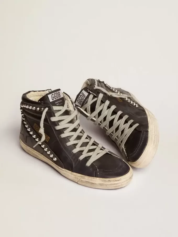 Dames Slide zwart met studs