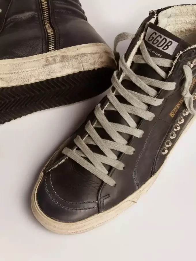 Dames Slide zwart met studs