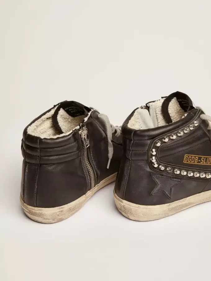 Dames Slide zwart met studs