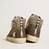 Dames-slip-on in zwart en zilver glitter met leren ster en metallic flash