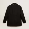 Dames smokingjasje van zwarte wollen gabardine