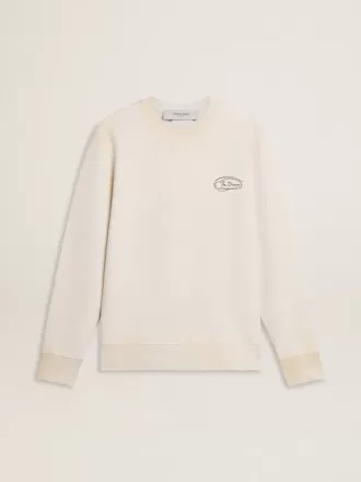Dames sweatshirt in versleten wit met print