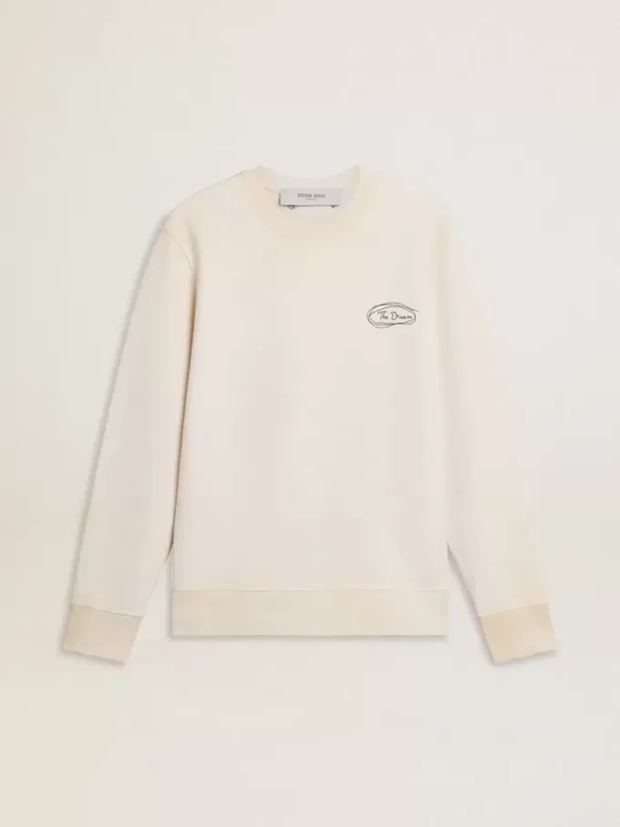 Dames sweatshirt in versleten wit met print