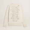 Dames sweatshirt in versleten wit met print