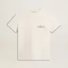 Dames-T-shirt in oudwit met logo op de borst