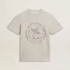 Dames-T-shirt van grijs gemêleerd katoen met seizoensprint