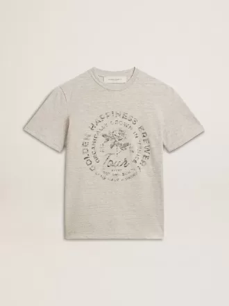 Dames-T-shirt van grijs gemêleerd katoen met seizoensprint