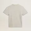 Dames-T-shirt van grijs gemêleerd katoen met seizoensprint