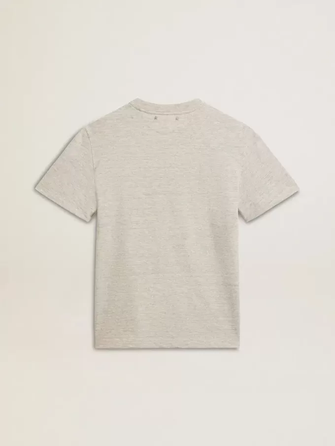 Dames-T-shirt van grijs gemêleerd katoen met seizoensprint