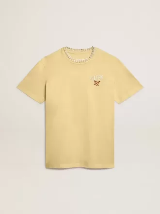Dames-T-shirt van katoenen jersey met borduursel op de hals en het hart