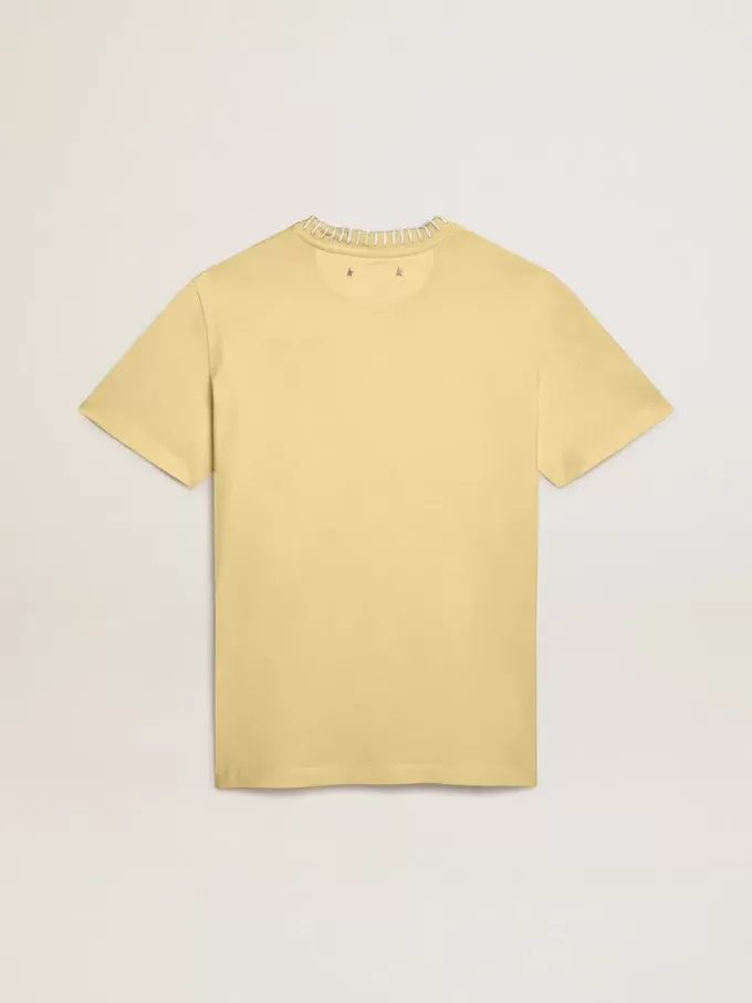 Dames-T-shirt van katoenen jersey met borduursel op de hals en het hart