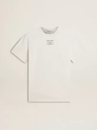 Dames T-shirt van versleten wit katoen met zwarte letters