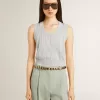 Dames tanktop in babyblauw breisel