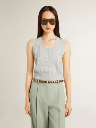 Dames tanktop in babyblauw breisel