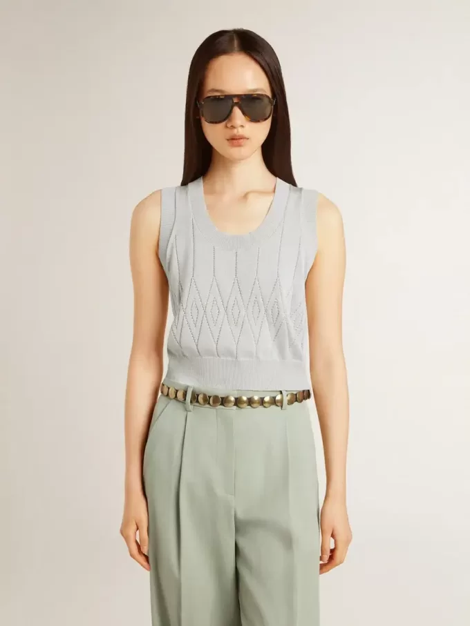 Dames tanktop in babyblauw breisel