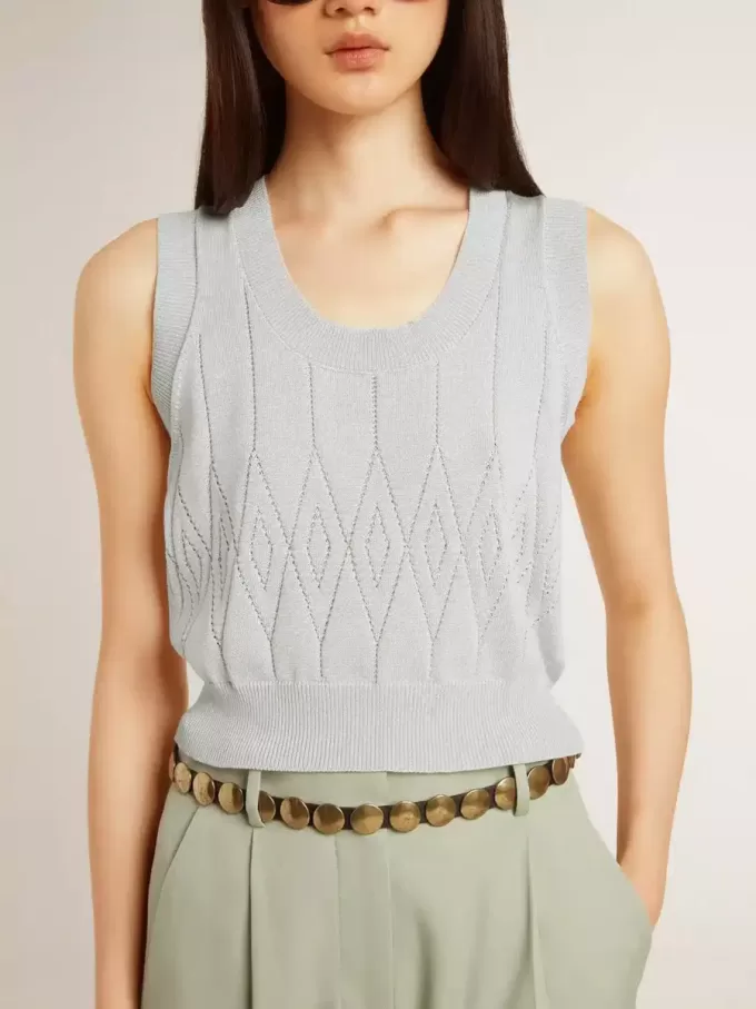 Dames tanktop in babyblauw breisel