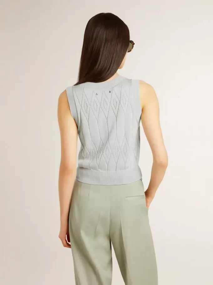 Dames tanktop in babyblauw breisel