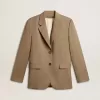 Damesblazer in duifgrijs met dubbele knoopsluiting