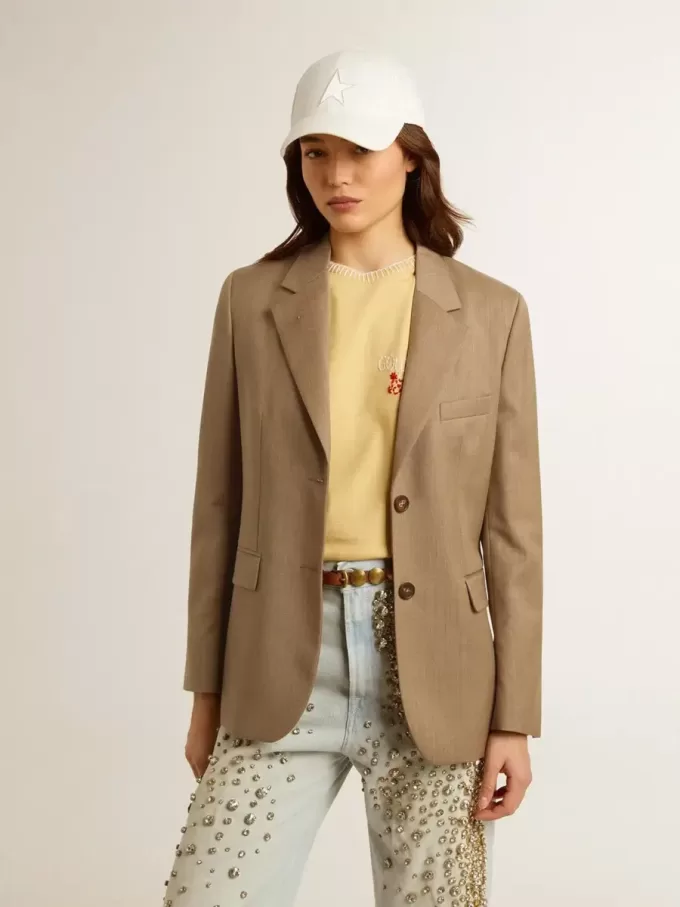 Damesblazer in duifgrijs met dubbele knoopsluiting