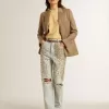 Damesblazer in duifgrijs met dubbele knoopsluiting