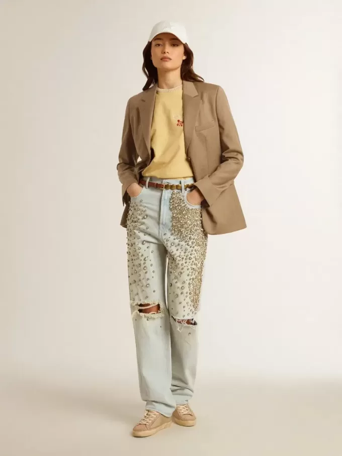 Damesblazer in duifgrijs met dubbele knoopsluiting