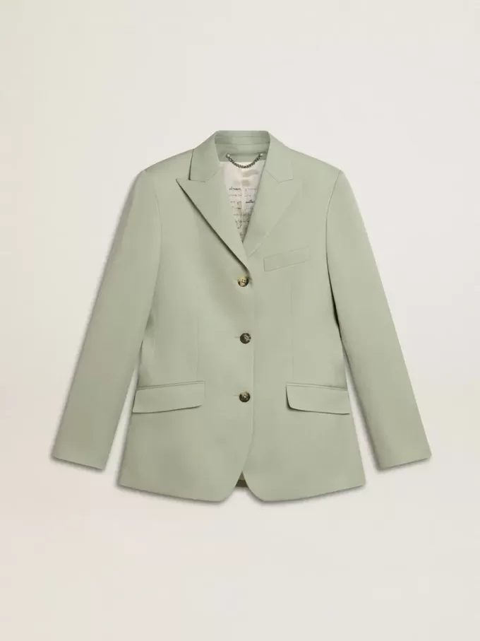 Damesblazer in saliegroene wol