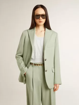 Damesblazer in saliegroene wol