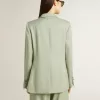 Damesblazer in saliegroene wol