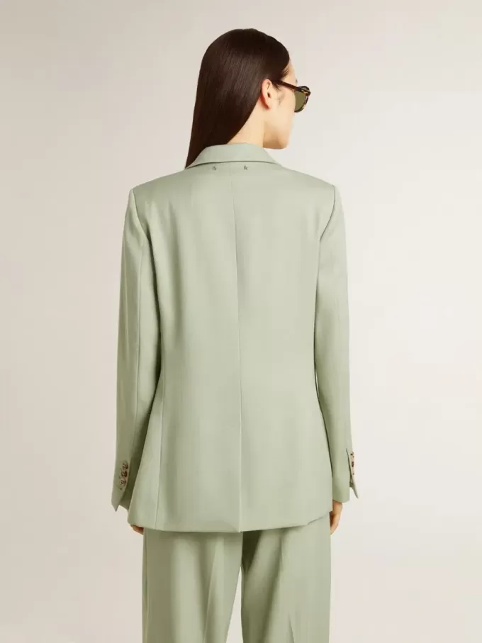 Damesblazer in saliegroene wol
