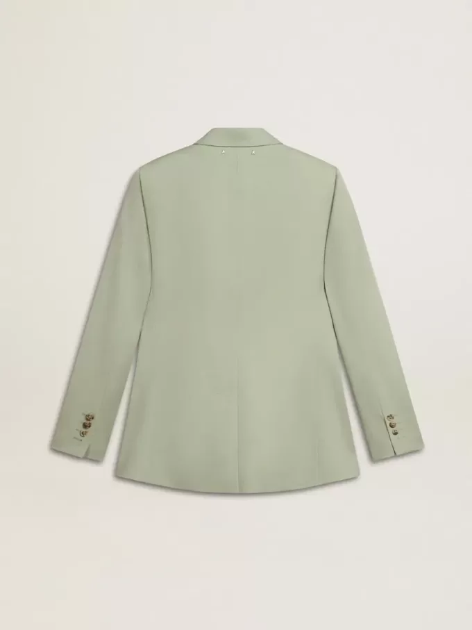 Damesblazer in saliegroene wol
