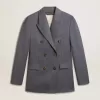 Damesblazer met dubbele knoopsluiting in babyblauw