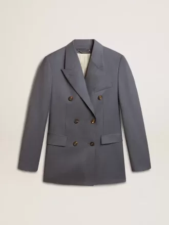 Damesblazer met dubbele knoopsluiting in babyblauw