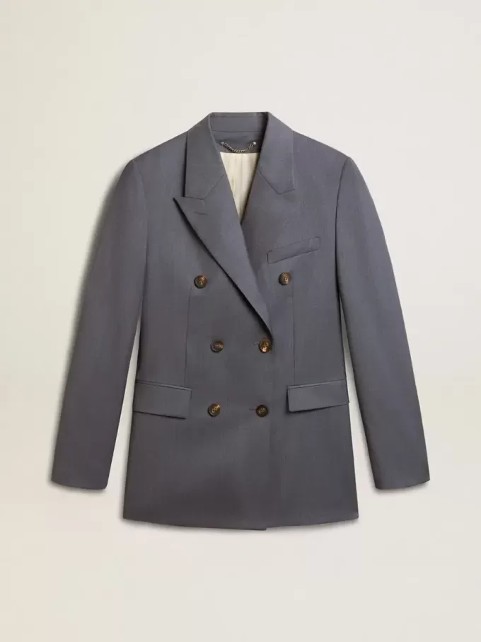 Damesblazer met dubbele knoopsluiting in babyblauw