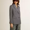 Damesblazer met dubbele knoopsluiting in babyblauw