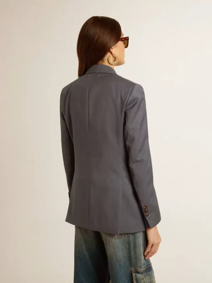 Damesblazer met dubbele knoopsluiting in babyblauw