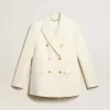 Damesblazer met dubbele knoopsluiting in oudwit